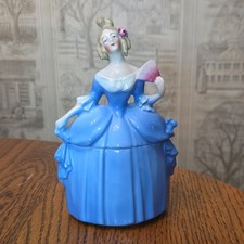 Antique 1920’s Germany MADAME POMPADOUR Dresser Doll Porcelain Powder Jar Blue picture