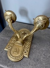 Vintage Soviet USSR Stalinist Empire Wall Sconce Hammer Sickle Star Cast Metal picture