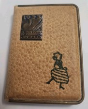 Vintage 1933 Chicago World's Fair Leather Powder & Blush Compact W/Orig. Puffs picture