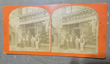 Stereoview Strong's Shoe Store in Hartford Connecticut Storefront 1870s Photo picture