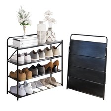 4-Tier Foldable Shoe Rack, No Assembly Shoe Rack with Solid Metal Shelves picture