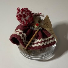 Vintage Real Fur Toys Germany Mouse Cheerleader Burgundy Dress Auburn Flag Tag picture