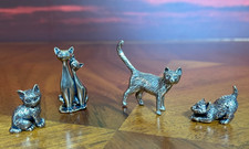 LOT OF 4 Solid BRASS CAT FIGURES Shadow Box US SELLER picture