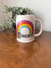 Vintage Toronto rainbow souvenir mug 1970s 1980s tall white coffee made in Korea picture