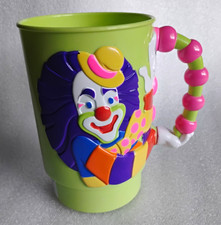 Vintage 1990 Ringling Bros Circus 3D Clown Plastic Mug Rare Green Base Souvenir picture