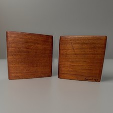 Rare Arthur Espenet Carpenter Wooden Block Book Ends Signed MCM Joel Spokane picture