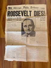 Chicago Daily Tribune ROOSEVELT DIES Newspaper April 13, 1945 picture