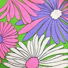 Vtg 1960s 70s Flower Power Fabric Mod Floral Bright Colors Hippie 43.5 X 72 picture