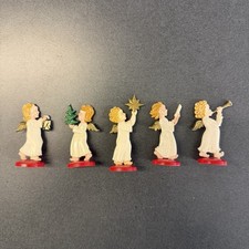 Vintage 40's or 50s Celluloid Plastic German 2” Angels Christmas Figures x5 Rare picture