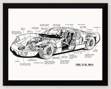 12X9.5 FRAMED FORD GT40 MKIII TECHNICAL ILLUSTRATION PHOTO REPRODUCTION PRINT picture