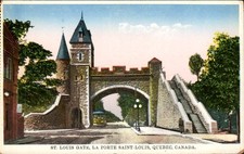 Quebec City - St Louis Gate La Porte Saint-Louis Streetcar - Postcard circa 1920 picture