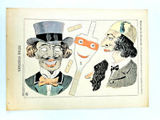 RARE uncut 1900's French Paper Game 'Tets Comiques' Head Comics Puppet picture