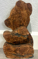 Vintage Handmade Wood Bear Rustic Cabin Lodge Decor Natural Bark 10” Tall picture