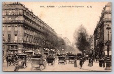 Bustling street on Boulevard des Capucines in Paris, France, Vintage Postcard picture