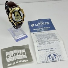 VTG Disney Lorus Mickey Mouse Winks Smile Musical Melody Alarm Gold Watch Retire picture