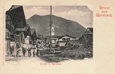 Vintage Gruss aus Garmisch Street Scene Postcard F.X. Seitz Undivided Back picture