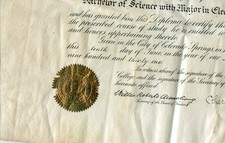 1931 Certificate-Colorado College-Bachelor Science-Charles Earl Armstrong picture