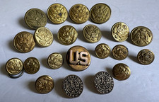 VTG & antique U.S. Military Brass Buttons Features Raised Eagle & Shield Design picture