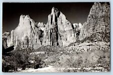 Zion National Park Utah UT Postcard RPPC Photo The Three Patriarchs c1940's picture