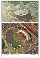 Bird's Eye View Of Oakland Alameda County Coliseum California Dual View Postcard picture