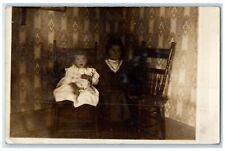 1909 Little Kids Sat On Chair Vesper Kansas KS Antique RPPC Photo Postcard picture