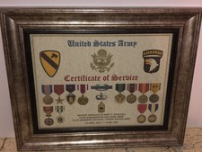 U.S. ARMY CERTIFICATE OF SERVICE / SHADOW BOX PRINT / W-MEDALS picture
