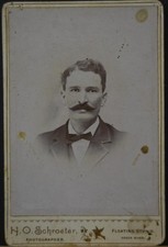 Antique CDV Photo of Man with Mustache H.O. Schroeter Floating Studio Art 1890 picture