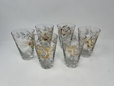 Gorgeous Vintage Libbey White  Gold Leaf Roses Glasses. Rare 6 Glasses picture