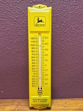 Vintage John Deere Metal Thermometer Nothing Runs Like a Deere USA Farm Sign EUC picture