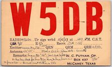 1937 QSL Radio Card Code W5DB McCamey Texas Amateur Station Posted Postcard picture