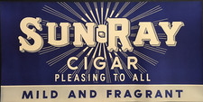 Sun Ray Cigar Vintage 1930s Window Paper Sign Store Advertising Display Tobacco picture