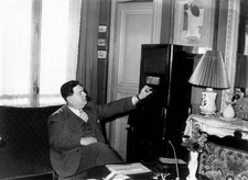 The French composer Darius MILHAUD at home front of TSF Device Feb- Old Photo picture