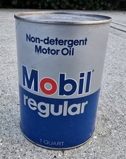 Vintage Mobil Regular Oil Can Unopened Pegasus Man Cave Mobiloil Oil Paper Can picture