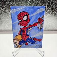2018 Marvel Masterpieces Spider-Man & Aunt May Sketch by Mike Hampton 1/1 picture