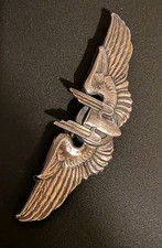 WW11 sterling silver US Army Air Corps Aerial Gunners Wings badge Pin Back 25g picture
