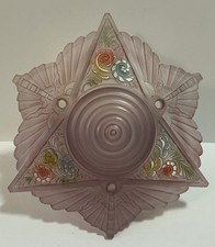 VINTAGE ART DECO CONSOLIDATED GLASS FLUSH MOUNT SHADE PINK W/ FLOWERS RARE picture