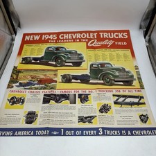 1945 Chevrolet Heavy Duty Truck Sales Brochure Foldout Poster WWII Era Load Mast picture