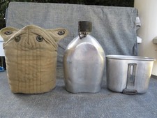 WWII US 1944 U.S. M.A. CO. CANTEEN & CUP, 1942 or 1943 JA SHOE COVER VERY GOOD picture
