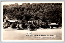 RPPC c1950s Bath House Diving Platform Boat House Lake Hope Zaleski Postcard picture