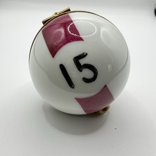 Peint Main Limoges France Chamart Pool Table Billiard Ball 15 Trinket Box Vintge picture