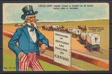 1909 Canada ~ Settlers Moving ~ Uncle Sam: Yankees Where There Is Money To Make picture
