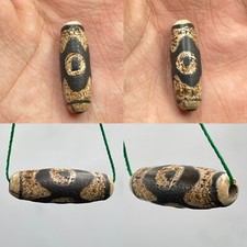 Beautiful Old Tibetan Duo Agate 3 👁Rare Eyes Ancient Lucky Amulet Bead picture
