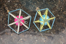 PAIR Vintage Czechoslovakian Gablonz Mercury Glass Bead Christmas Ornament STAR picture