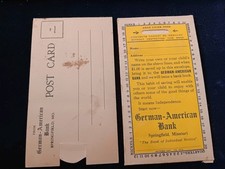Antique 1915 German-American Bank Mailing Envelope Novelty Coin-Saver Card MO picture