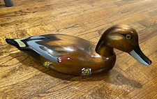 Beautiful antique -hand carved and Painted Wooden mallard duck decoy. picture