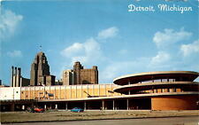 1962 Detroit Michigan Postcard Cobo Hall Skyline Spiral picture