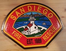 Fire Department San Diego 3D routed wood patch plaque sign picture