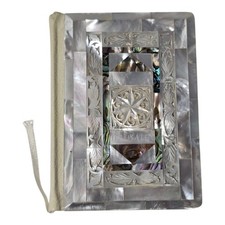 Vtg Mother of Pearl Red Letter New Testament Jerusalem Abalone Bible Inlaid picture