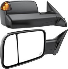 Smoked Power Heated Tow Mirrors Compatible with 2009-2018 Dodge Ram 1500, 2010-2 picture