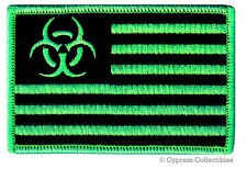 BIOHAZARD SYMBOL FLAG PATCH - GREEN - ZOMBIE APOCALYPSE embroidered iron-on USA picture